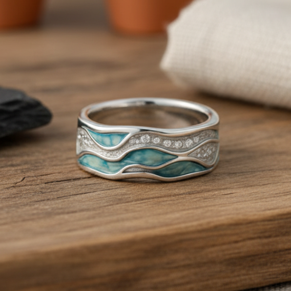 Turquesa - Anillo de Olas Turquesa