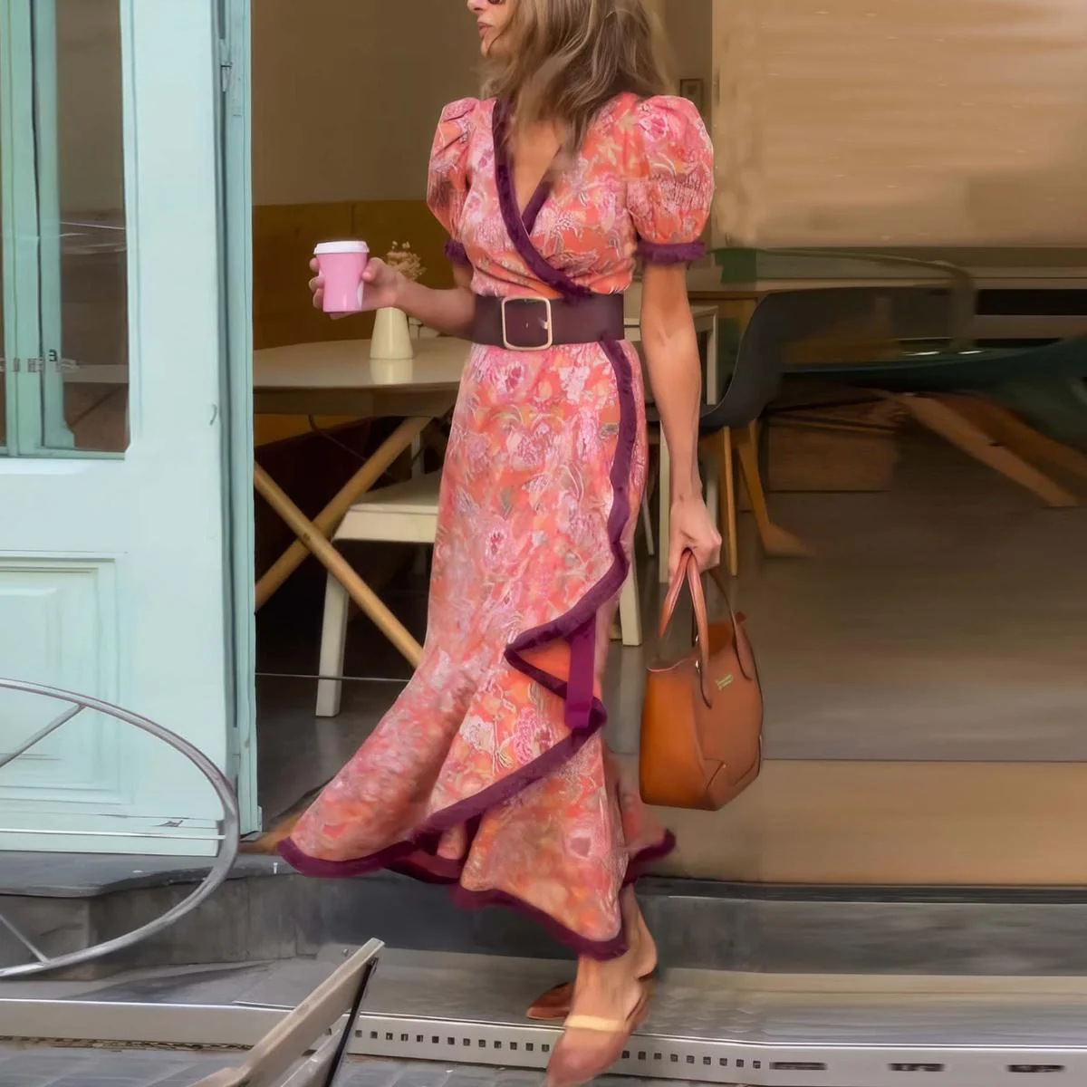 Vestido elegante de manga corta