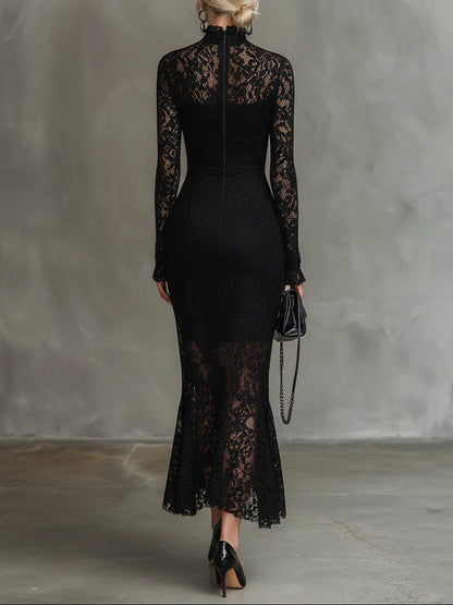 Vestido negro elegante con encaje