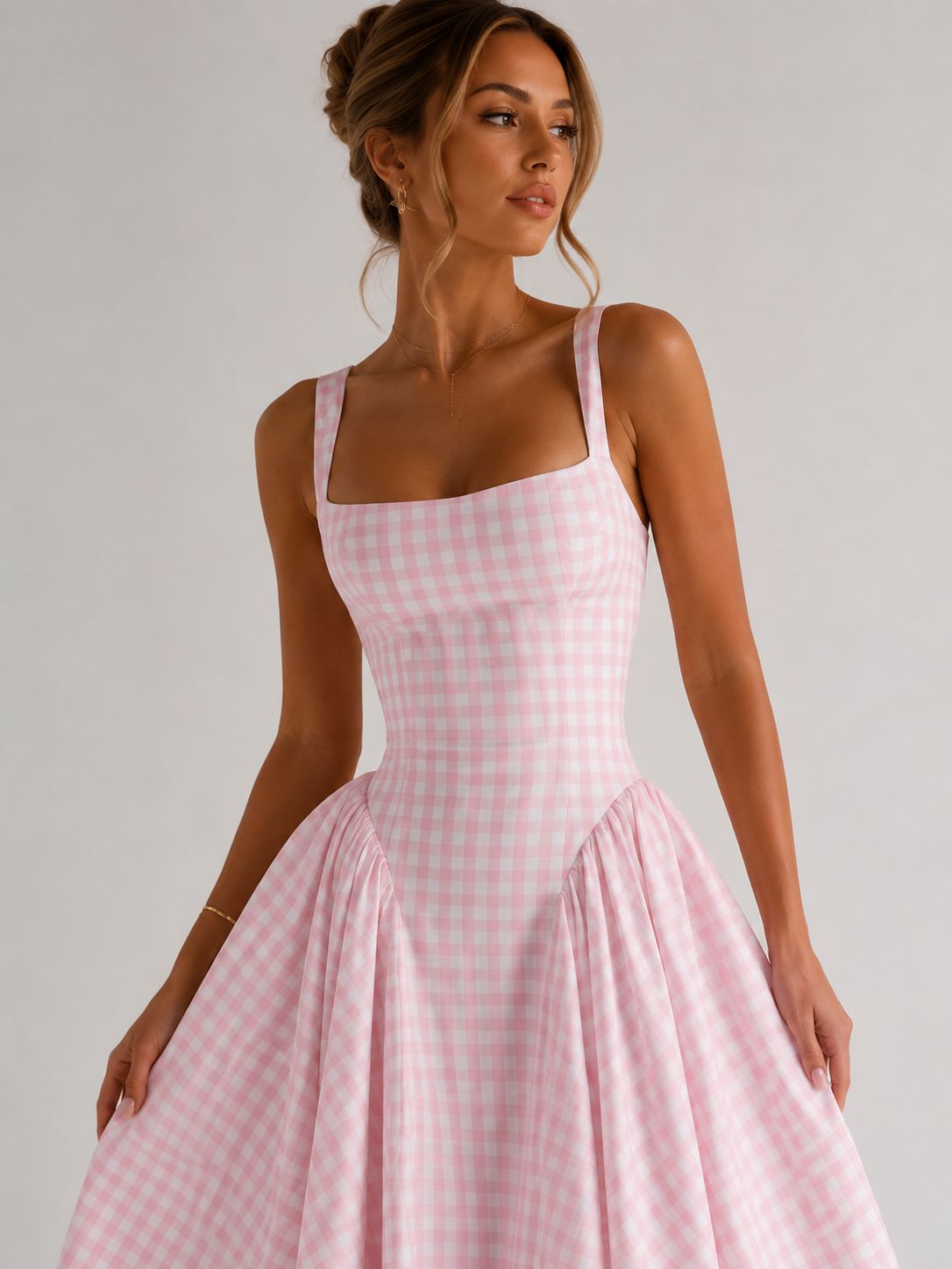 Vestido elegante a cuadros
