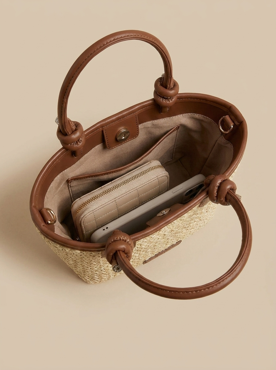 Bolso mini de rafia trenzada