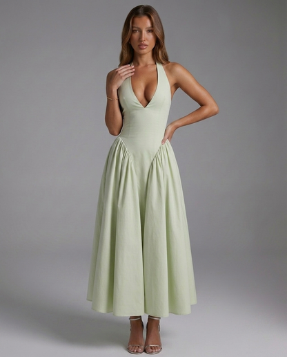 Vestido halter de espalda descubierta