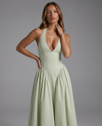 Vestido halter de espalda descubierta
