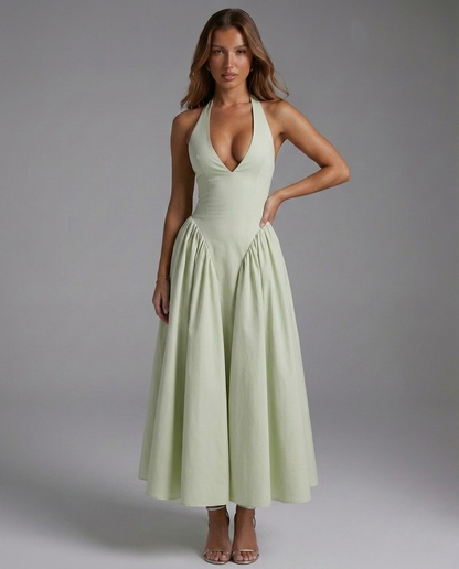Vestido halter de espalda descubierta