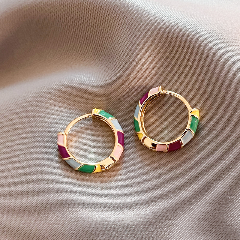 Esmalte - Pendientes de Esmalte Dorado