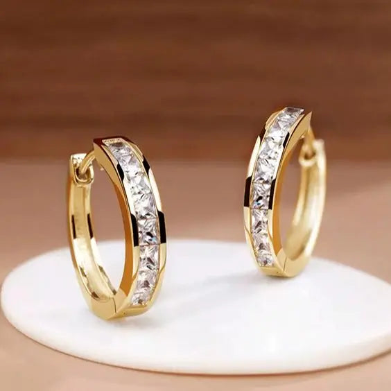 Cristal - Pendientes Aro con Cristales