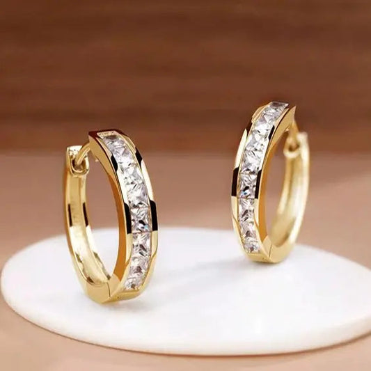 Cristal - Pendientes Aro con Cristales